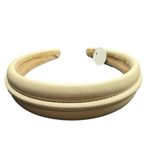 Fall Stitched Western Faux Leather Headband - Cream